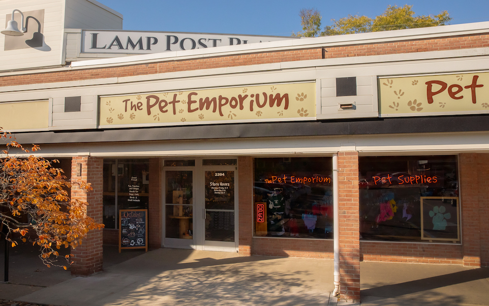 The Pet Emporium storefront at Lamp Post plaza on Stadium Blvd in Ann Arbor Michigan